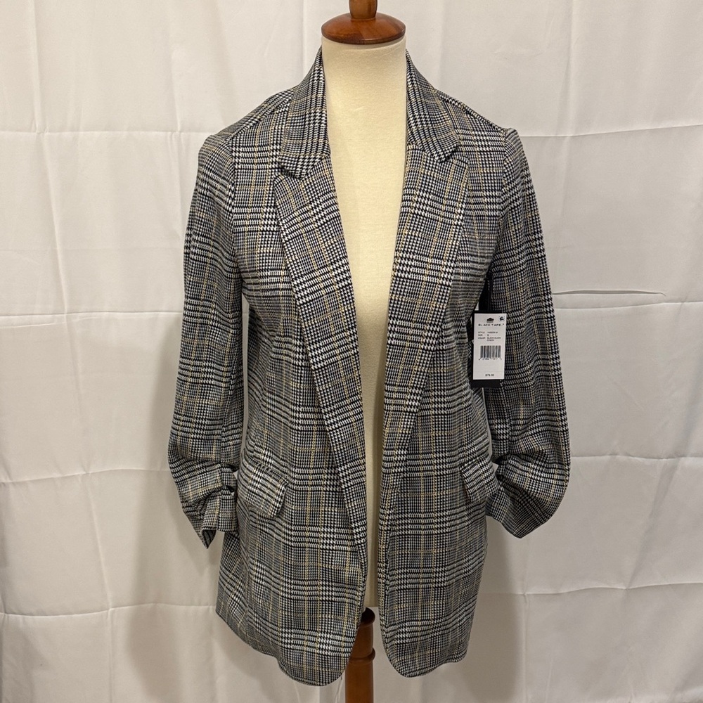Black Tape Plaid Blazer in Black and Gray